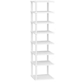 HOOBRO Vertikales Schuhregal, 8-lagiges Schuhregal, schmales Schuhablage, Schuhschrank, Schuhständer, Verdrehstruktur, für Eingang, Flur, Wohnzimmer, Schlafzimmer, Weiß EWW22XJ01