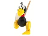Brink Holzspielzeug Schiebefigur Rabe Schiebe-Tier auf Rädern Kleinkind Schiebe-Laufrad mit Lauf-Stock Watschel-Ente