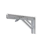 JHSDHYD Wandklapphalterung Klappbare Regalhalterung, Wandhalterung aus Edelstahl, robuste, zusammenklappbare Wandhalterung, Faltbare Schrankregalhalterung(10 inch Silver)