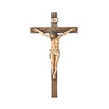 Katholisches Kruzifix, Wandkreuz, Wand Kreuz aus Holz, Wandbild, Jesus Christus, Heimdekoration, religiöses Geschenk, Renaissance-Skulptur, Dekoration, für Zuhause oder Büro, in einer Geschenkbox