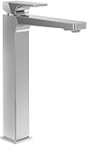 Villeroy & Boch Architectura Square Waschtischarmatur erhöht, Wasserhahn Bad mit Push-Open-Ablaufgarnitur, Waschbeckenarmatur wassersparend, Auslauf Höhe 258mm, eckig, Chrom