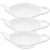 BESTonZON 3 Stück Teebeutelablage: Teebeutelhalter in Teekannenform Aus Weißem Porzellan, Dekorative Ablage Für Gebrauchte Teebeutel, Saucen Und Desserts, Teebeutel Ablageschale