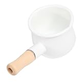MAGICLULU Emaille Kochtopf Mit Holzgriff Kleiner Milchtopf Für Milch Haferbrei Saucen Einsetzbar Induktionsherden Und Elektroherden Zufällige Farbwahl