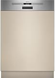 Neff S145EAS16E, N 50, Smarter Geschirrspüler Teilintegriert 60 cm, Spülmaschine Made in Germany, Besteckkorb, sehr leise, Open Dry, starke Reinigung mit Chef 70ºC, Gebürsteter Stahl, Aqua Stop
