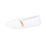 Elara Damen Ballerina Flache Bequeme Slipper Chunkyrayan BD1412-BL Weiss-36