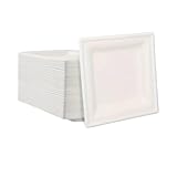 Clarina - Zuckerrohrteller -Eco Pappteller - Einweggeschirr - Einwegteller 50 Stück - 16 cm - Umweltfreundlich - Biologisch Abbaubar