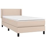 vidaXL Boxspringbett mit Matratze Kunstlederbett Polsterbett Einzelbett Bettgestell Bett Hotelbett Bettrahmen Lattenrost Schlafzimmerbett Cappuccino-Braun 100x200cm