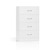 WOLTU Schubladenkommode schmal, Schrank mit 4 Schubladen aus Stoff, Aufbewahrungskommode weiß, Schubladenschrank Schlafzimmer Wohnzimmer Flur, aus Holzwerkstoff Metall, modern, 54,8x89x30 cm