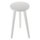 OSALADI Holz Blumentisch Pflanzenständer Weiß Rund 20cm Ø 42cm Hoch für Balkon Wohnzimmer