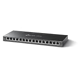 TP-Link TL-SG116P 16-Port Gigabit PoE Switch(120 Watt, IEEE-802.3af/at PoE, lüfterlos, Plug-and-Play, Robustes Metallgehäuse) Schwarz