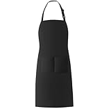 BAIWANT Kochschürze für Damen Herren Robuste aus Baumwolle, Küchenschürze Wasserbeständig mit 2 Taschen Verstellbare Bindebänder für Küche, BBQ, Gartenarbei (1, Schwarz)