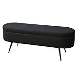 SVITA IVY Sitzbank mit Teddystoff Ottomane Sitzhocker mit Stauraum Sitztruhe Polsterbank mit Aufbewahrung Truhenbank Garderobenbank Moderne Sitzbank Schwarz