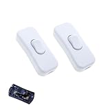 Powice 2X Zwischenschalter,Schnurschalter,Schalter 230V,Kabelschalter,Geeignet für 1 Adrige Netzkabel und Kleingeräte oder Leuchten Kippschalter,Weiß