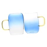 KICHOUSE 2 Stück kaltes Wasserglas Tee isoliert Kaffeetasse Wasserbecher Tasse mit hoher Temperaturbeständigkeit Wasserbehälter Blue