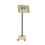 Buchständer, Höhenverstellbar Rednerständer mit Universalräder, Stehender Buchständer mit Bewegliches Panel für Display, Rollender Podiumständer für Büro und Schule