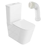 LAVITA Einteilige Stand-WC mit eingebautem Spülkasten TRYTON WHITE | WC deckel mit Absenkautomatik | Keramik Toilette Spülrandlos | Toilettenschüssel | Set Toilettenbecken Stehend + WC-Anschlussstück