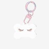 Hundemarke, Hundemarke, personalisierbar, Motiv: Wimpern, Acryl, Schlüsselanhänger in Knochenform, Rotgold