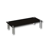 Euro Tische TV-Board TV-Rack Glas in 3 verschiedenen Größen & Farben - perfekt geeignet als Fernsehtisch oder Bildschirmständer, Schwarz-Glas - 100cm