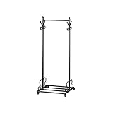 JUNCHENG1008 Garderobe Kleiderständer Boden Schlafzimmer Einfache minimalistische Garderobe Home Single Rod Typ Wäscheständer Gold Schwarz Bodentyp Garderobe kleiderständer(Schwarz,Klein)