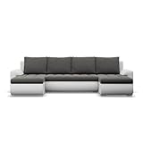 Mebligo - Ecksofa mit Schlaffunktion und 3 Bettkasten FORESTA 302x89x159 (BxHxT) Dunkelgrau + Grau - Couch U Form, Sofa im Sitz: Wellenfeder + Schaumstoff, Sofas & Couches, Eckcouch