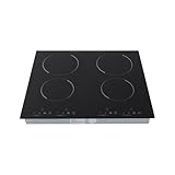 Elektrisches Ceran-Kochfeld,Glaskeramikkochfeld 4 Platten,Eingebautes Keramikkochfeld 60cm, 6000W, 9-Leistungsstufen Einbau mit Zeitschaltuhr, Pausenfunktion, Sicherheitssperre,59.6 * 51cm