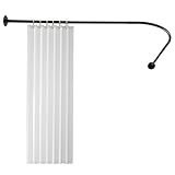 Duschvorhangstange L Form, Duschvorhang mit Stange, Edelstahl Duschvorhangwinkelstangen, Expandierbares 28.35-37.4 * 35.4-51in, für Aufhängbarer Duschvorhang Badewanne & Dusche, Schwarz