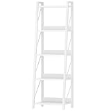 HOOBRO Bücherregal, 5 Ebenen, Trapezförmiges Regal, Industrielles Leiterregal, mit Metallrahmen Eckregal, für Wohnzimmer, Schlafzimmer, Heimbüro, DIY, Weiß EWW305CJ01