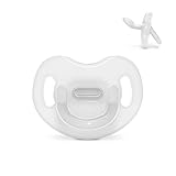 Suavinex, Schnuller aus Silikon, für Babys 6/18 Monate, Schnuller mit anatomischem Sauger Sx Pro, super weich und flexibel, ideal zum Schlafen, Colour Essence, transparent