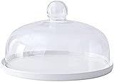 YXUANYZNB Kuchenglocke mit Keramikplatte, Glas, Käseglocke, Kuchenplatte, Haube, Kuppel, Tortenständer, Kuchenglocke, Deckel für Patisserie, Lebensmittelabdeckung, 18 x 18 cm