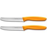 Ruffulon Frühstücksmesser 2 Stück,Tafelmesser mit Wellenschliff,Messer set aus Edelstahl,Brötchenmesser für Haus und Restaurant,Orange Tomatenmesser,Buttermesser,Tafelmesser,Spülmaschinenfest