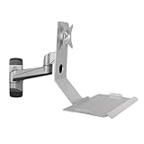 HKFGSHOP 15-27 Zoll Monitor-Wandhalterung, Computer-Wandschreibtisch, Einstellbarer Winkel, mit Tastaturablage 17,7/24,6 Zoll, Tragbereich 0-10 kg, Monitorarme für Home Office, Workstation