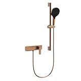 Badewannenarmatur Wasserfall Wandmontage 4-Modi Mischbatterie Dusche mit 1.5m Schlauch und Höhenverstellbarer Duschstange,gebürstetes Roségold