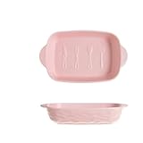 TRgqify-KM Keramik-Auflaufform mit Zwei Griffen, ofenfest, for Lasagne, Pasta, Backen, Kochen, Braten, Mahlzeiten, Familiengebrauch, gleichmäßige Wärmeverteilung(Pink s)