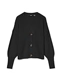 VERO MODA Damen VMLEA LS V-Neck Cuff Cardigan NOOS Pullover, Schwarz Dark, XS