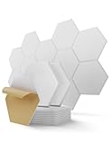 Hexagon Akustikplatten Selbstklebend, 18 Stück Schallabsorber für Tonstudio, Wohnzimmer, Gaming Deko, Kinderzimmer, Buero, Wand, Decken, Türen Akustikpaneele Weiß, 30 x 26 x 0,9cm