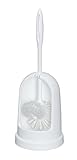 WENKO WC-Garnitur Mod. Standard freistehende Toilettenbürstenhalter mit Randreiniger WC-Bürste Badaccessoire Kunststoff Weiß Ø 14 x 40 cm geeignet für Bad Gäste-WC Badezimmer Zubehör Klorollenhalter