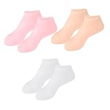 TOPBATHY 3 Paare Feuchtigkeitsspendende Fußpflege socken für Damen Schützende Atmungsaktive Feuchtigkeitssocken gegen Trockene Rissige Haut Wiederverwendbar Leichte Fußabdeckung in Weiß