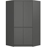 AKORD Eckkleiderschrank S100 100 cm | mit 4 Türen | Geräumiger Innenraum | Platzsparende Aufbewahrung | B100 x H180 x T50 cm | Gewicht 101,20 kg | Graphitgrau/Graphitgrau