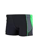 Aquarti Jungen Kurze Badehose mit Einsätzen Seitlich, Farbe: Schwarz/Graphit/Grün, Größe: 134