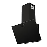 FIREGAS Dunstabzugshaube 60cm - Kopffreie Schräghaube mit LED-Beleuchtung, 3 Gebläsestufen, Abluft/Umluft und Aktivkohlefilter für optimalen Umluftbetrieb