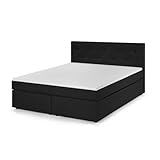 Traumnacht Boxspringbett, mit 7-Zonen Tonnentaschenfederkernmatratzen (H3) und Komfortschaumtopper, leichter Aufbau, produziert nach deutschem Qualitätsstandard, 180 x 200 cm in anthrazit
