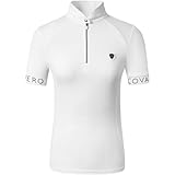Covalliero - Damen Turniershirt Competition – Kurzarmshirt mit Stehkragen – Reitshirt aus Piquéstoff – Shirt mit tailliertem Schnitt – Sport-Shirt – Reitbekleidung in Weiß – Größe L