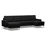Mebligo - Ecksofa Elma, U-Sofa mit Schlaffunktion und Bettkasten, U-Form (BxTxH) 294 x 140 x 88 cm, Wohnzimmer, Schlafsofa, Schwarz (Lux 23)