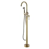 WOTZOV Freistehende Badewannenarmatur, Wannenarmatur, Wannenfüllarmatur aus Messing, bodenmontierte Wannenarmatur, Einhebel-Mischbatterie mit Handbrause, Schwarz，Antique