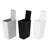 MEELRYD Mülltrennsystem, Mülleimer Küche 3er Set 27L, Sammelbehälter mit Deckel, Müllsystem Küche, 22.2x15.7x33 cm, Schwarz/Weiß/Grau