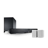 Teufel CINEBAR PRO Surround Soundsystem 4.1 - Soundbar mit Wireless Subwoofer & Kabellosen aktives Rear-Speakers, WLAN, Dolby Audio, Bluetooth, HDMI ARC CEC, 4K, Google Chromecast - schwarz/weiß