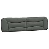 vidaXL Kopfteil Kissen, Kopfteilkissen mit Reißverschluss, Rückenkissen mit hervorragender Rückenlehne, Kopfkissen Lesekissen, Dunkelgrau 200cm Stoff