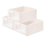 lompyeu Aufbewahrungsbox,3er Set Boxen Aufbewahrung,Faltbox Aufbewahrungskiste Ordnungsbox mit Transparentem Sichtfenster,für Regale, Schränke, Spielzeug und mehr(40 x 27x 17cm)