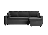 Loungitude - Ecksofa, umkehrbar, Kunstleder und Mikrofaser mit Koffer, Schwarz