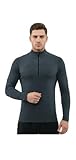 Performance Half-Zip Base Layer Langarm Laufshirt Quick-Dry Athletic Topfitness Sport mit hoher Elastizität und schnell trocknenden Eigenschaften, dunkelgrau, XXL